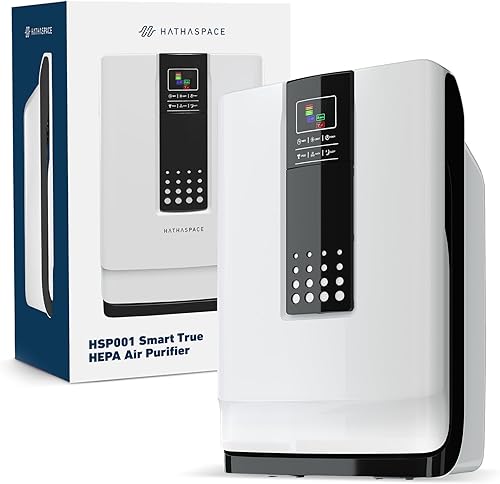 HATHASPACE Purificador de aire inteligente para el hogar dormitorio con filtro de aire HEPA verdadero para alérgenos mascotas humo limpiador de aire