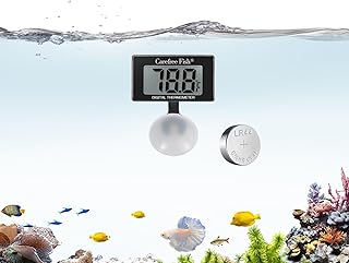 Carefree Fish Aquarium Underwater Thermometer for Saltwater and Freshwater Replaceable Battery Temperature Error ±1℉