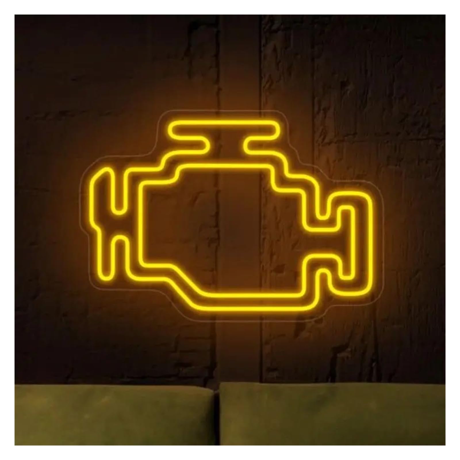 XENITE Luces Art Decoration Christmas Letrero De Neón De Check Engine, Decoración De Garaje, Reparación De Automóviles, Decoración De Motor(Segundo,60cm)