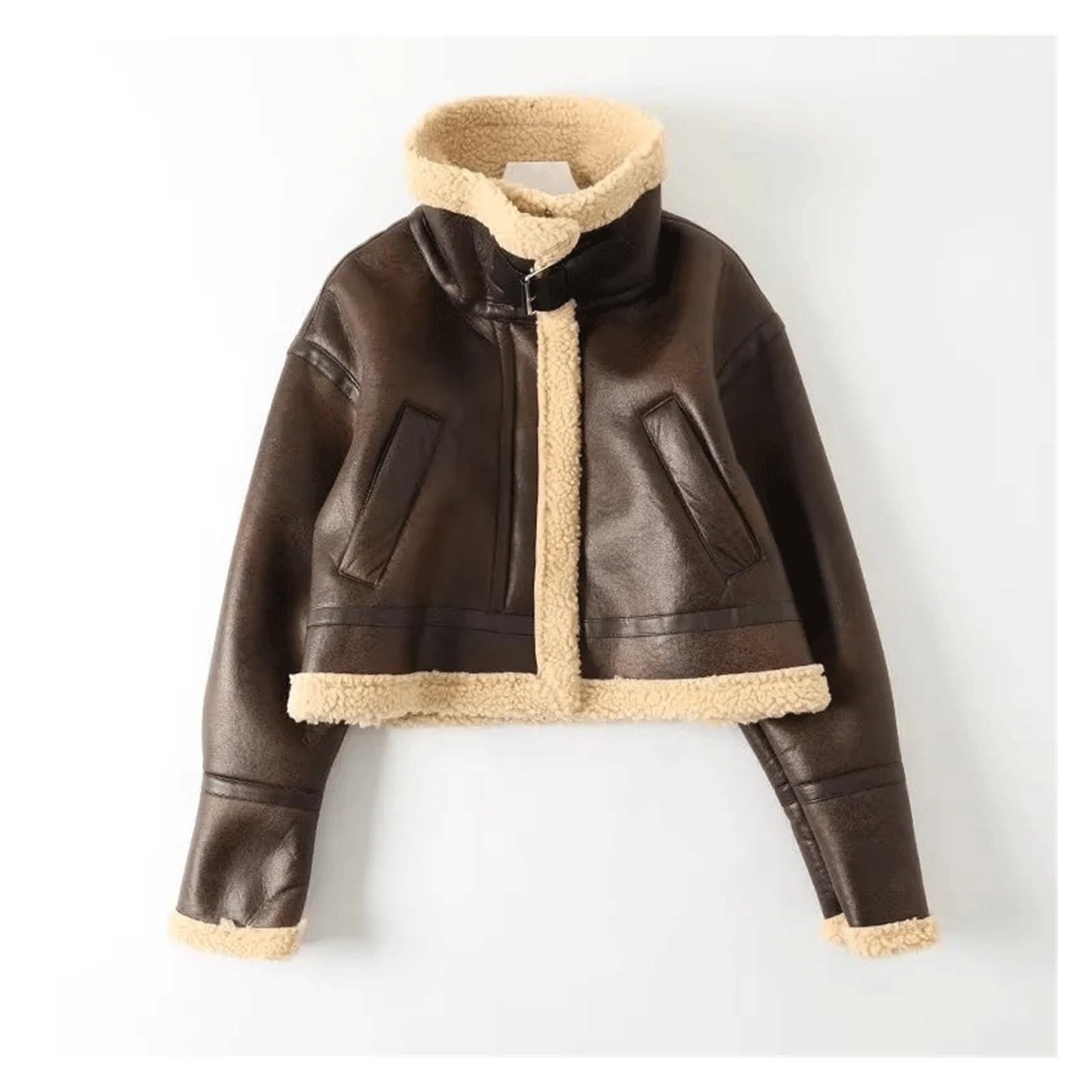Manteau vintage en faux cuir haut de gamme veste chaude et épaisse chic pour femme