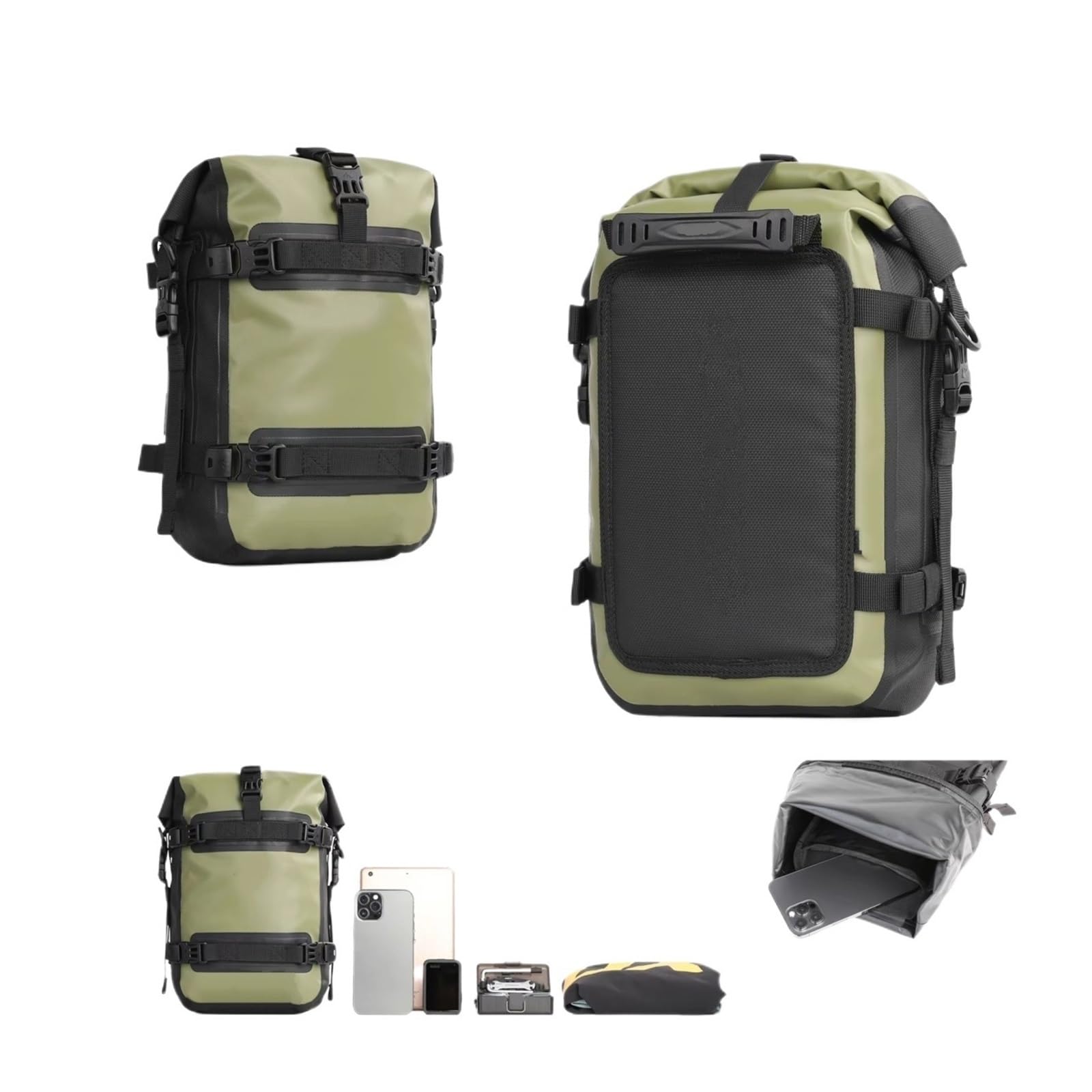 Per ADV 6L Serbatoio Impermeabile Moto Sedile Portatile Sella Motore Valigia Borsa Paraurti Borse Da Sella Per Moto(6L-Green)