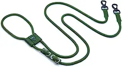 ApoloDog Guia Mãos Livres para Cachorros, Multifuncional, Corda 10mm, 2,4m Ajustável, para Corrida e Caminhada, Suporta até 150kg, com 2 Mosquetões de Liga de Alumínio e Zinco (VERDE MILITAR)