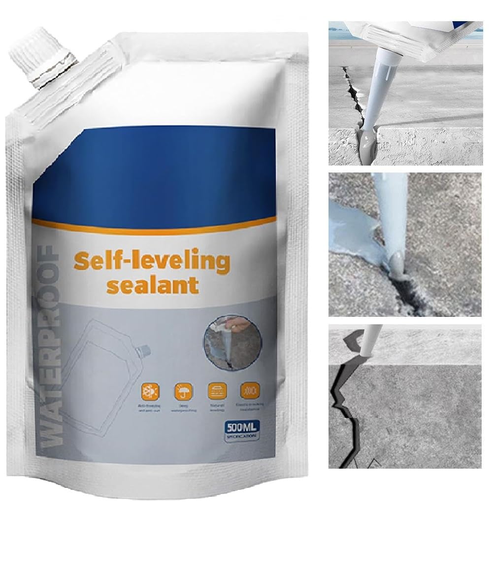Concrete Crack Filler, 1.1LB Grey High Elasticity Self Leveling Cement Caulking Glue, Quick Drying Waterproof Sealant for Driveways, Walkways, Outdoor Weather Resistant Concrete Joint Repair-image-7