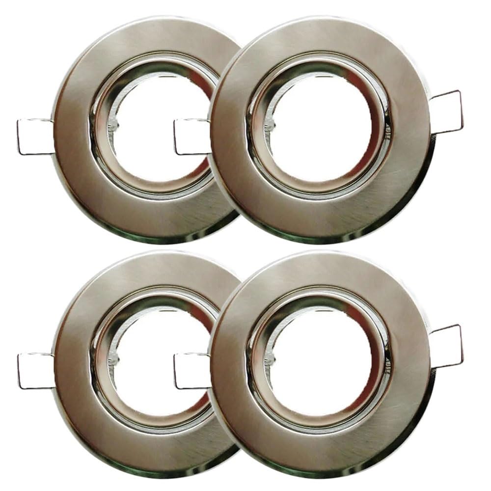 4-Piece Brushed MR11 Light Kit with 50mm 60mm Hole Recessed GU4 Satin Face Down Light Fixture Shell Accessories(Nickel Face)