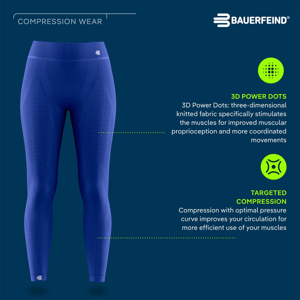 BAUERFEIND Spodnie kompresyjne "Sports Compression Tights Long", spodnie sportowe dla kobiet, długie, poprawiające krążenie krwi w mięśniach nóg, poliamid/elastan