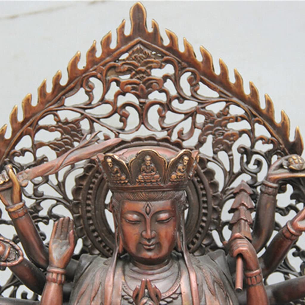 Estatua de Buda de meditación, Asiento de Bronce de Budismo Tibetano Fox, Estatua de Buda Madre Pura Maha de 18 Manos, decoración de Muebles