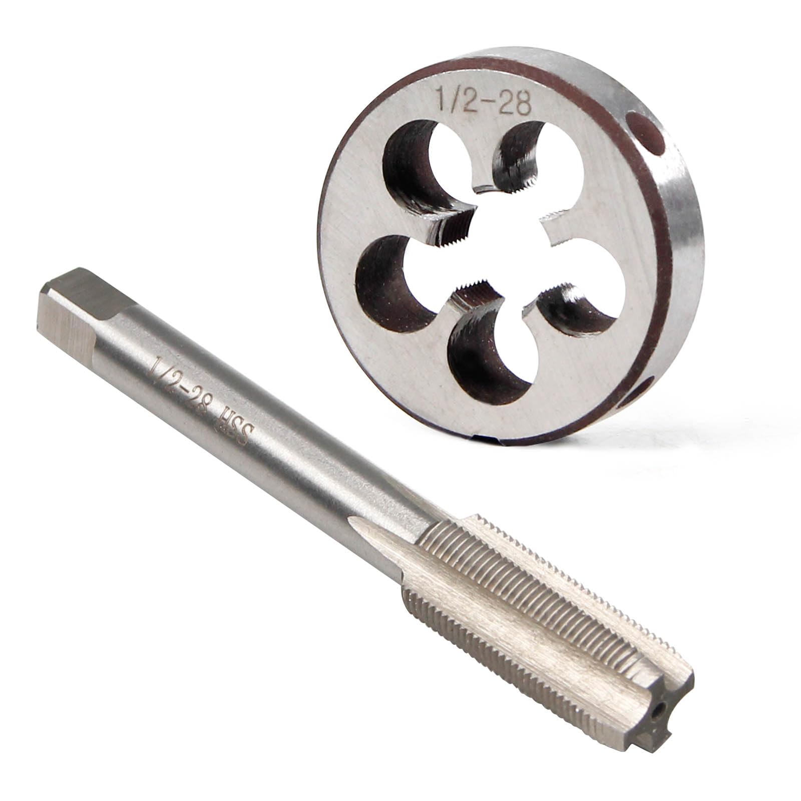 YUEARN 1/2"-28 UNEF Tap and Die Set, 1/2 x 28 HHS Machine Tap Die Set Right Hand Tap and Round Thread Die