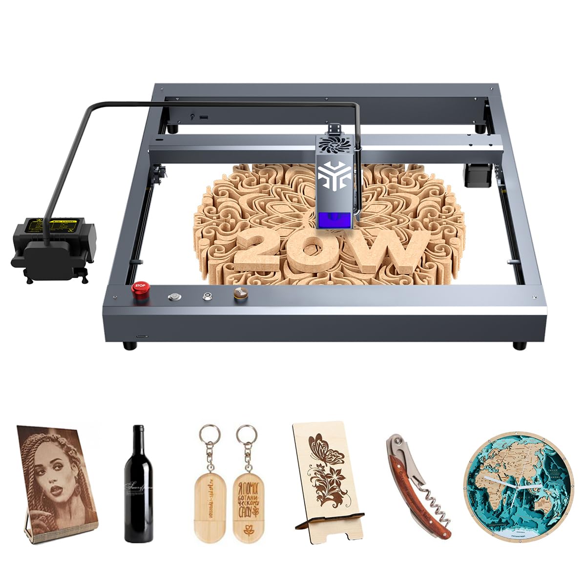 ACMER P2 Laser Engraver, 20W(20000mW) Output Laser Cutting Machine, Laser Engraving Machine,CNC Laser Cutting Machine and Engraving Machine for Stainless Steel, Wood, Metal, Acrylic, Leather and More