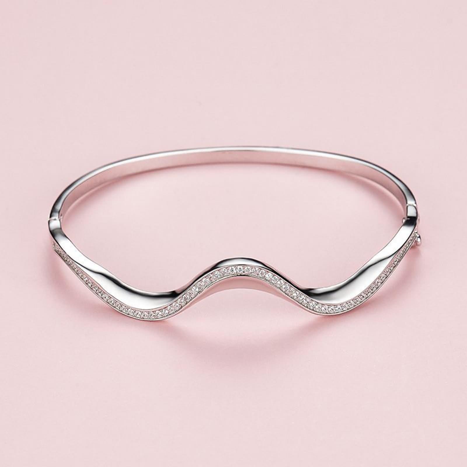 Bracelet for Women, Armreif Silber Set mit Künstlichem Diamanten Silber Weißgold & Pt950
