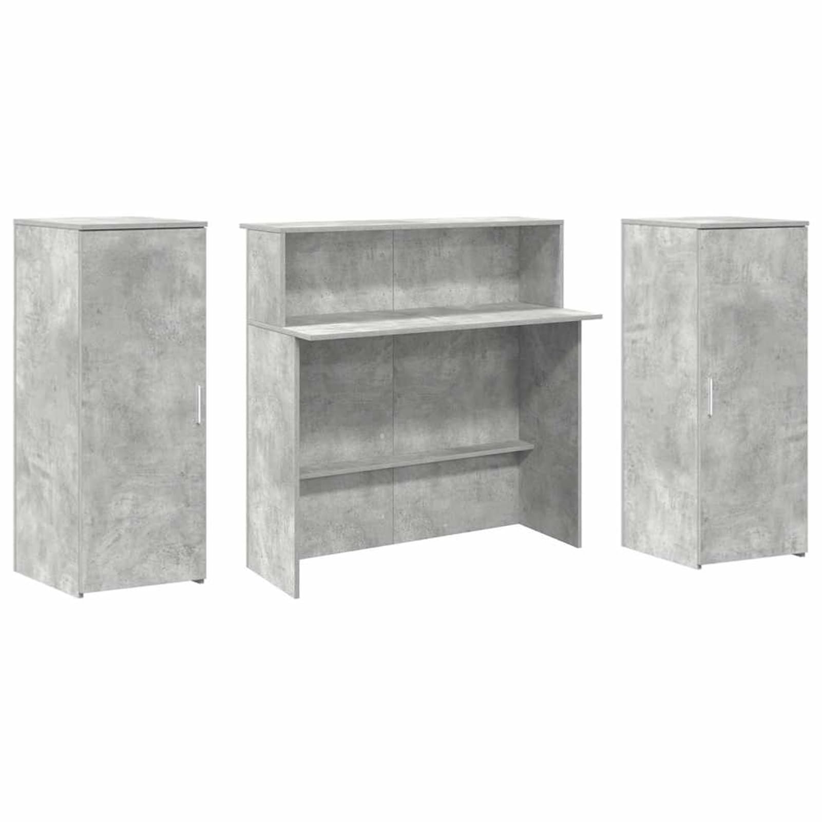 Gecheer Banco Reception Grigio Cemento, Design accurato e spazio di archiviazione, 180x50x103,5cm, Legno Multistrato, per uffici e cliniche
