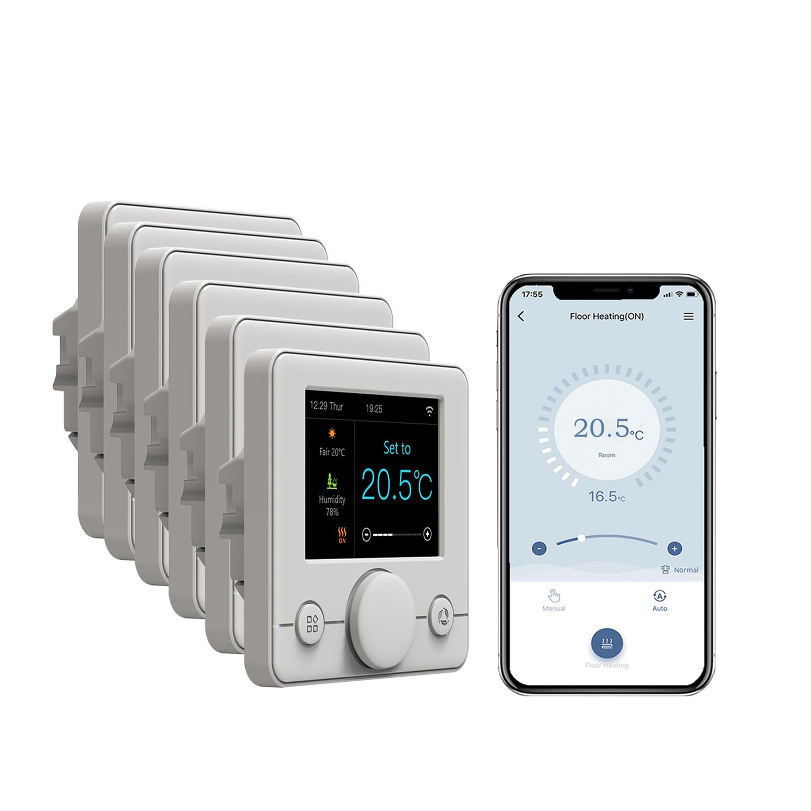 Smart Wifi Termostato Aria Condizionata con Schermo LCD a 4 Tubi con Schermo LCD a Colori, Funziona con Alexa Google Home, 95 ~ 240 V AC