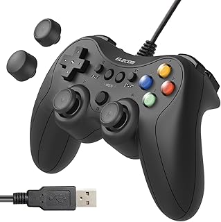 エレコム ゲームパッド 有線 Xinput PS系配置 FPS仕様 メカニカルトリガー スティックカスタマイズ対応 軽量 ブラック JC-GP30SBK