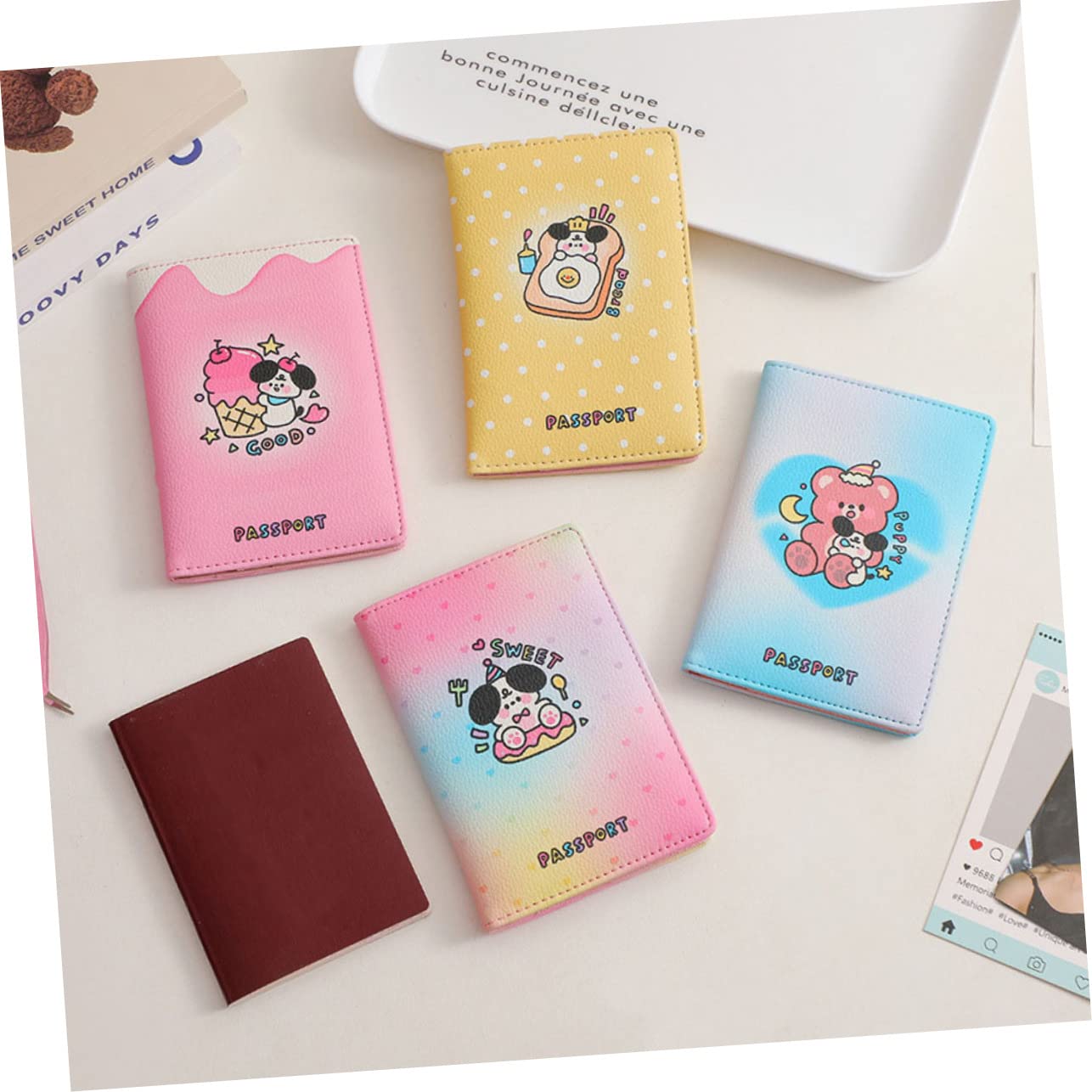 GALPADA 5piezas Funda De Pasaporte Amarilla Múltiples Compartimentos Organizador De Documentos para Viaje para Estudiantes y Uso Diario Compatible ID y Tarjetas De Crédito