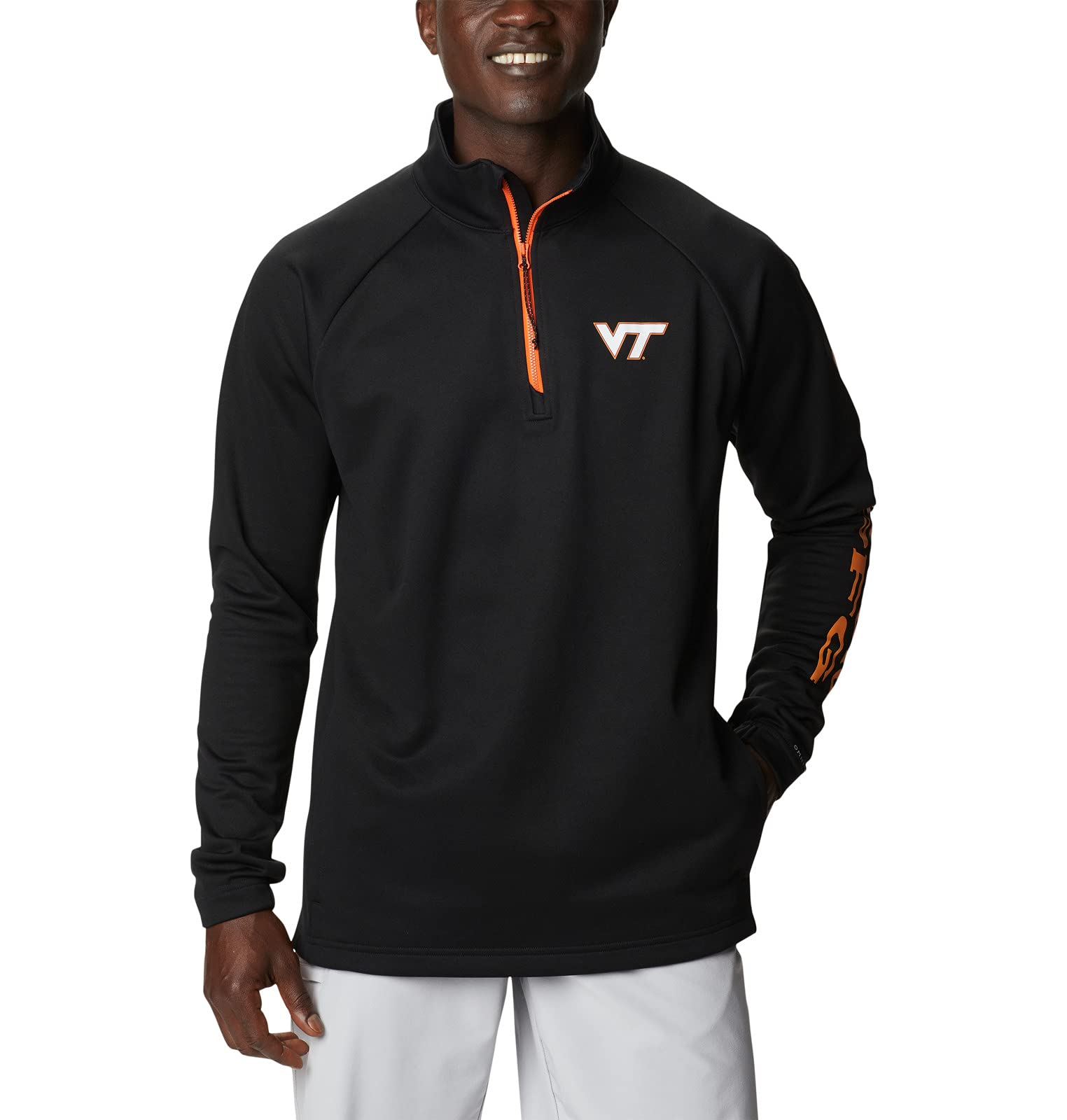 Columbia Men's Collegiate Terminal Tackle Fleece 1/4 Zip, VT - Black, Large