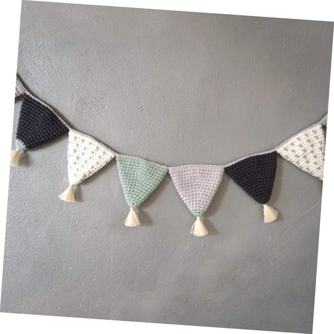 UPKOCH 3piezas Banderines Decorativos De Algodón Verde Para Cumpleaños y Habitaciones Infantiles Guirnalda Colgante De Triángulo Para Shower y Decoración