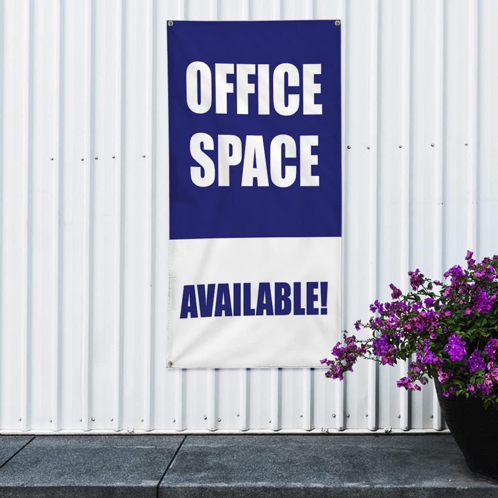 Vertical Vinyl Banner Multiple Sizes Office Space Available Rent Lease Business Outdoor Weatherproof Industrial Yard Signs 4 Grommets 40x16Inches