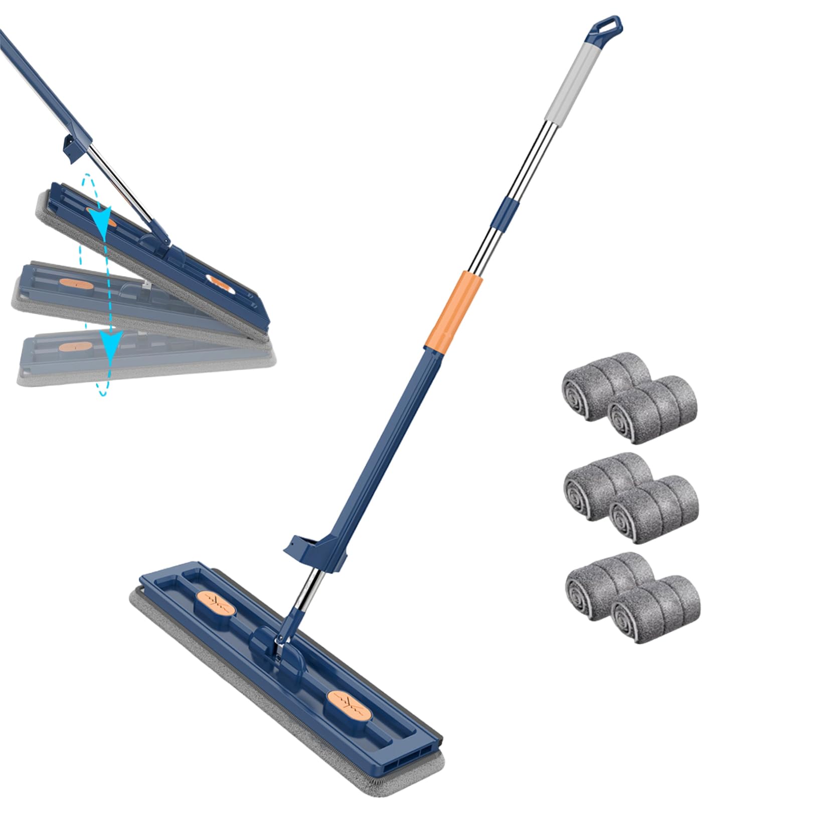 Vadrouille rotative pour enlever la saleté avec serpillère plate 17 pouces réutilisable