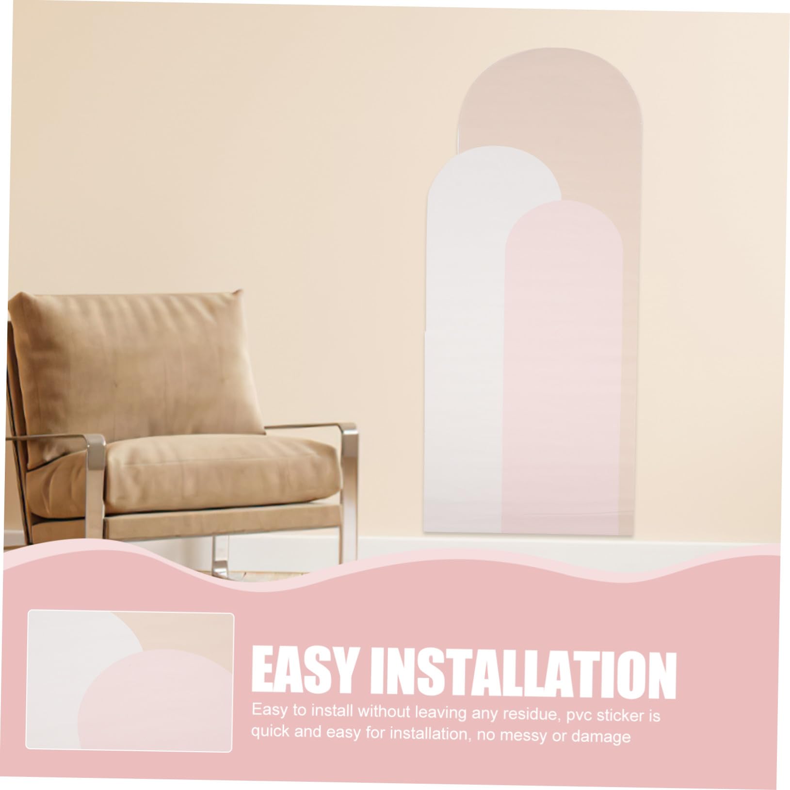 Sewroro 2 Piezas de Adhesivos Decorativos para Pared Diseño Geométrico Bohemio en Forma de Curva, Material Pvc, Instalación Rápida para Decorar Habitaciones y Dormitorios