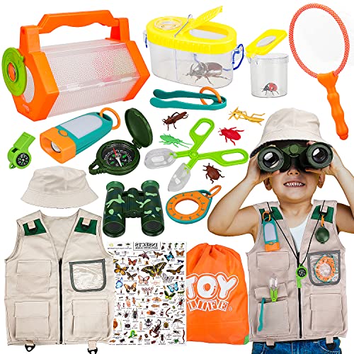 TOY Life Kids Explorer Kit, Bug Catcher Kit for Kid, Bug Catching Kit with Butterfly Net, 25Pcs Kids Camping Set Gear,Kids Adventure Kit, Insect Catcher, Explorer Costume, Outdoor Explorer Kit for Kid