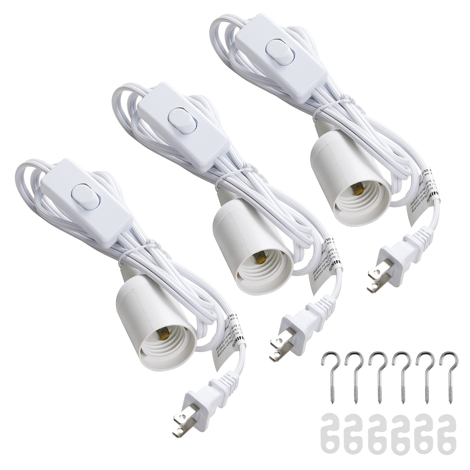 Simple Deluxe 360W 5.9FT Extension Hanging Lantern Pendant Light Lamp Cord  Cable E26/E27 Socket On/Off Switch (No Bulb Included), 3 Pack , White - -  Amazon.com