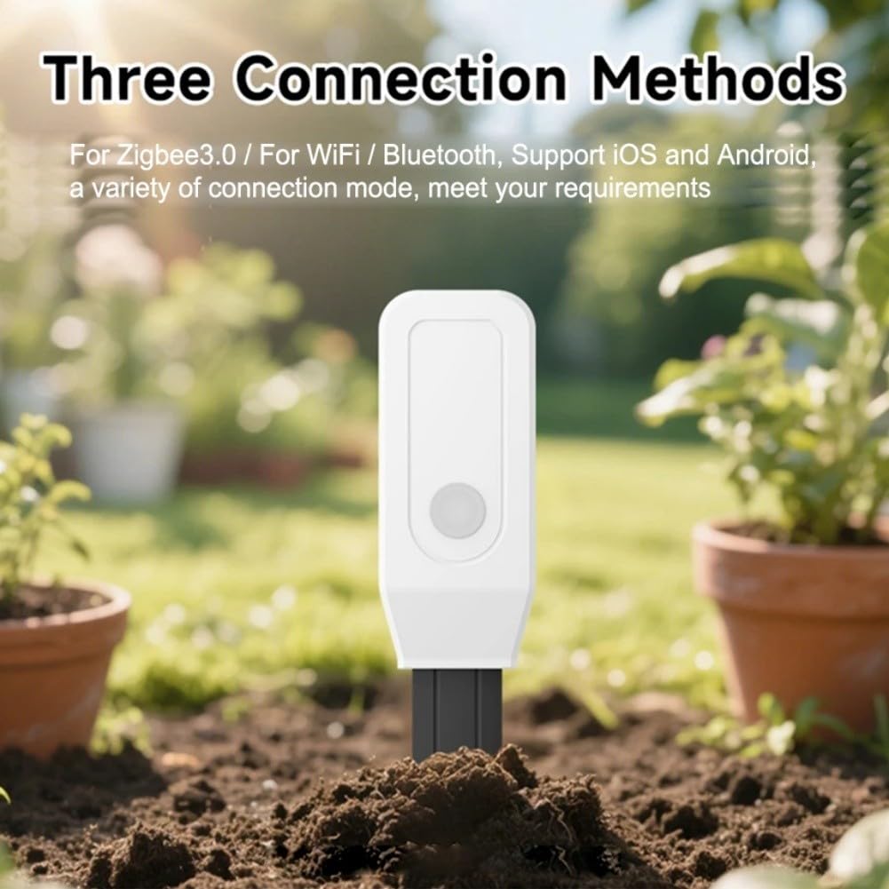 Capteur d'humidité et de température du sol Tuya pour Zigbee - Humidimètre intelligent pour plantes de jardin avec contrôle par application, blanc (nouveau modèle ZigBees)