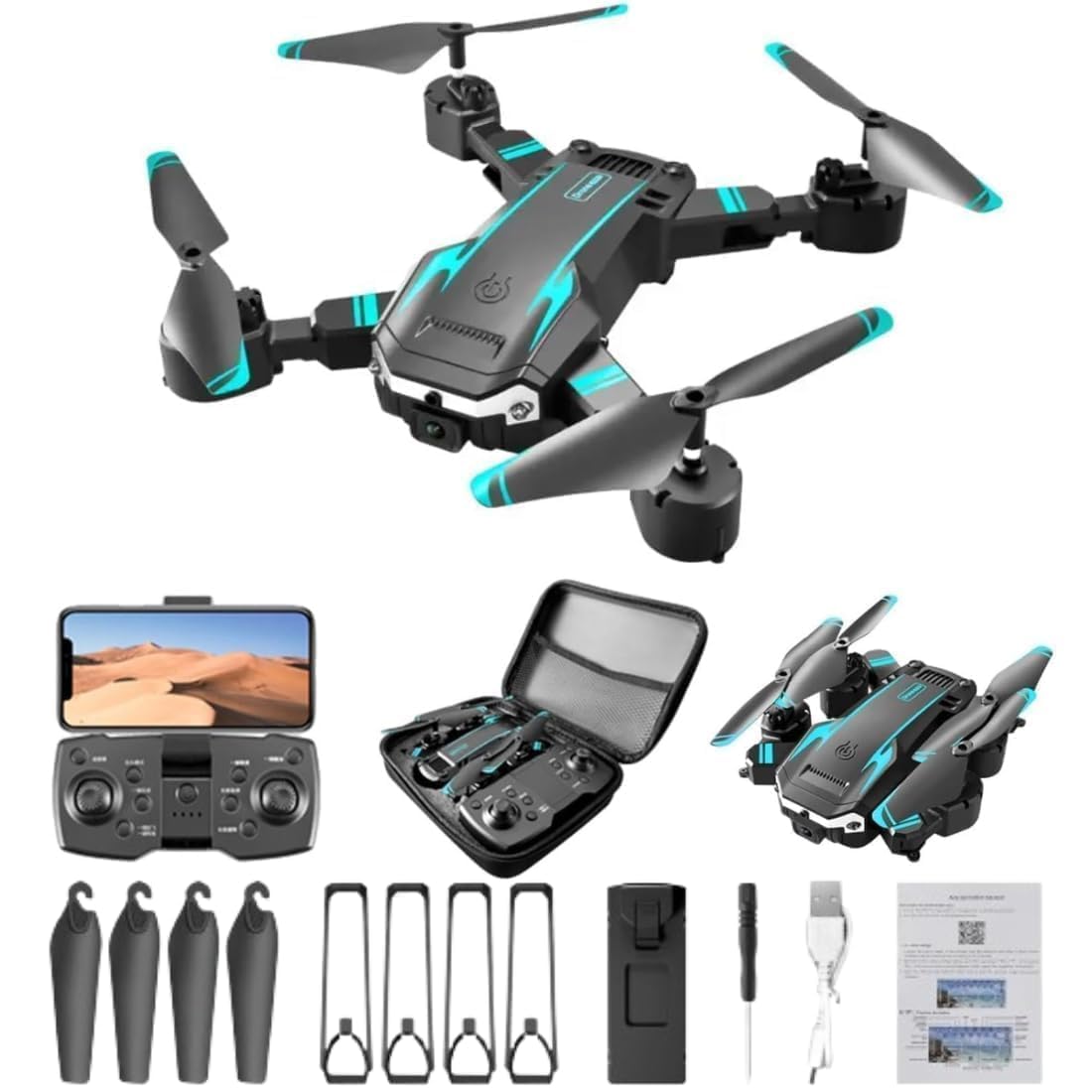 Drone with Dual 4K Camera for Adults | WiFi FPV RC Quadcopter with 2 Batteries | Live Video, Altitude Hold, 360° Flip, Headless Mode, One Key Takeoff & Carry Case for Kids and Adults. A7