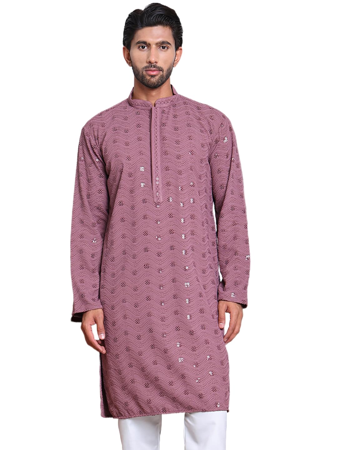 jompers Men's Cotton Blend Embroidered And Sequence Kurta Pyjama Sets.-picture-27