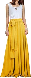 CoutureBridal Women Chiffon Maxi Skirt Long Elastic Pleated Formal Wedding with Bow Customizable