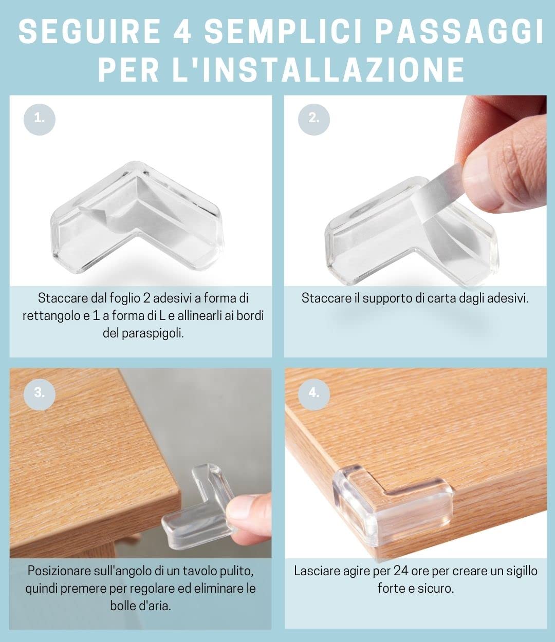Haus Projekt Protezione adesiva per gli angoli mobili 8 pezzi trasparente resistente agli urti