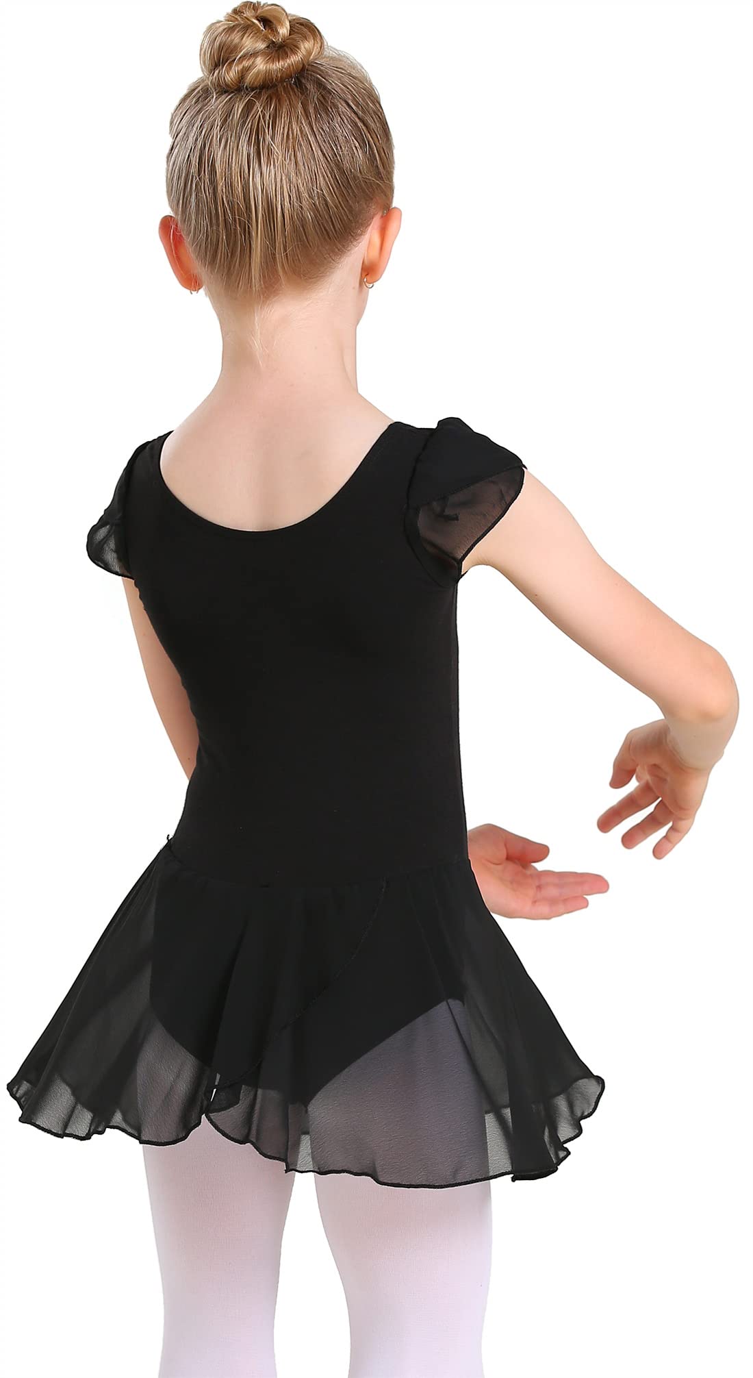 MdnMd Toddler Ballet Leotards for Girls Dance Leotards with Skirt Gymnastic Ballerina Outfit Dress Classic Short Sleeve