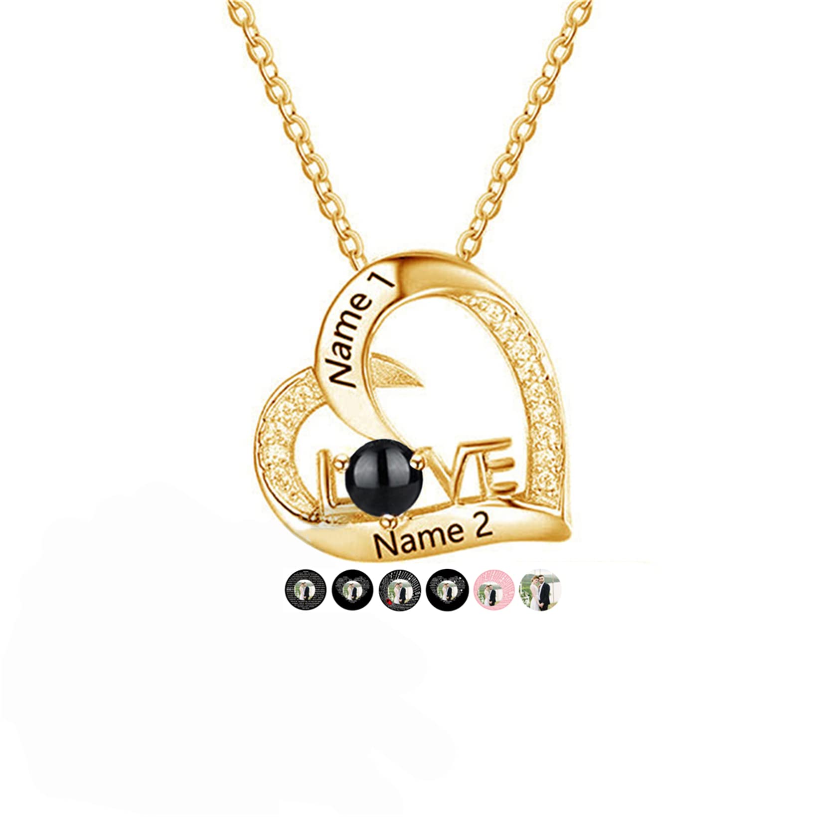 Collar de proyección de fotos personalizado 100 idiomas TE AMO Collar AMOR Forma de corazón Colgante Nano Collar