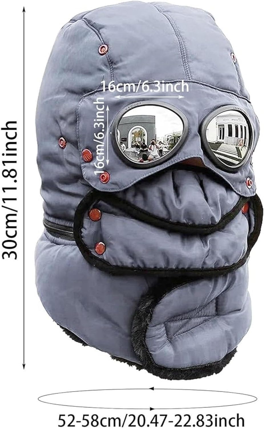 Winter Thermal Hat with Glasses Windproof Ski Mask Cap Fashion Warm Hat for Cycling, Trapper Beanie with Goggles Built in(Yellow+Blue)