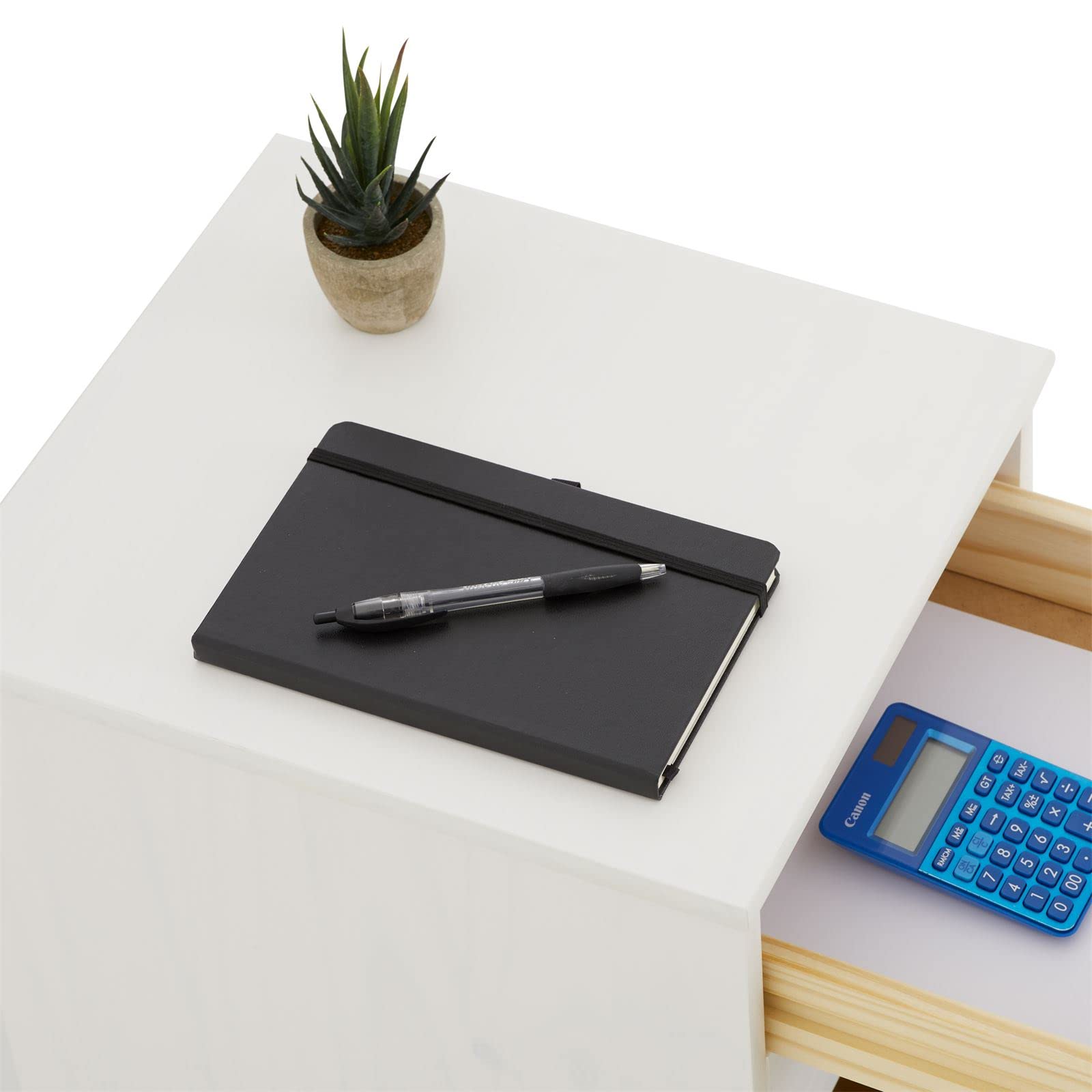 IDIMEX Caisson de Bureau Lagos Meuble de Rangement sur roulettes avec 5 tiroirs, en pin Massif lasuré Blanc