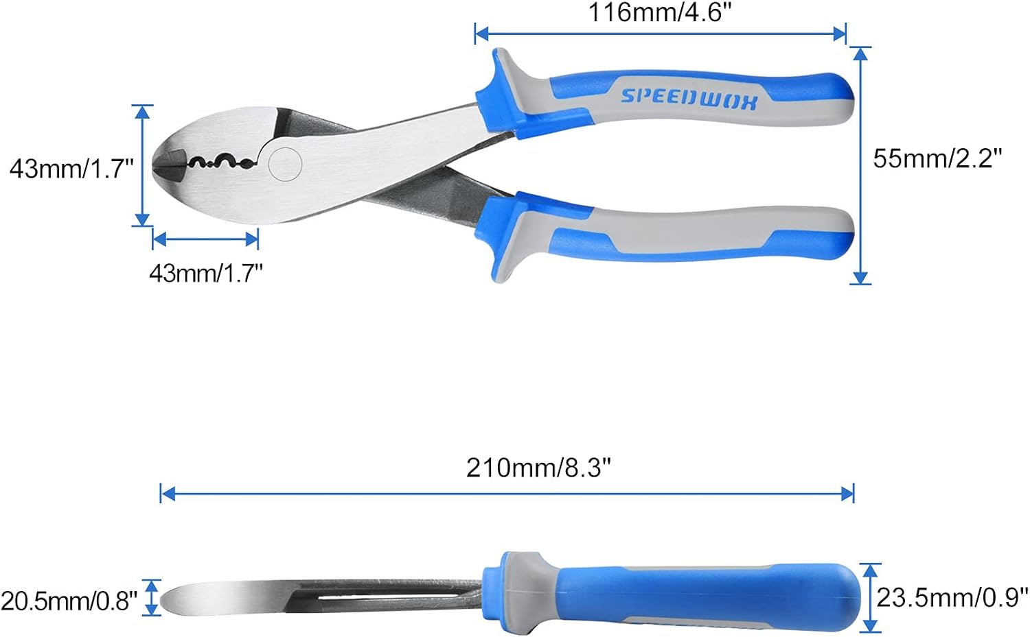SPEEDWOX Electrical Pliers, 8-Inch Terminal Crimp Pliers with Wire Cutter, Wire Crimper Cutting Tool for insulated and non-insulated terminals and connectors