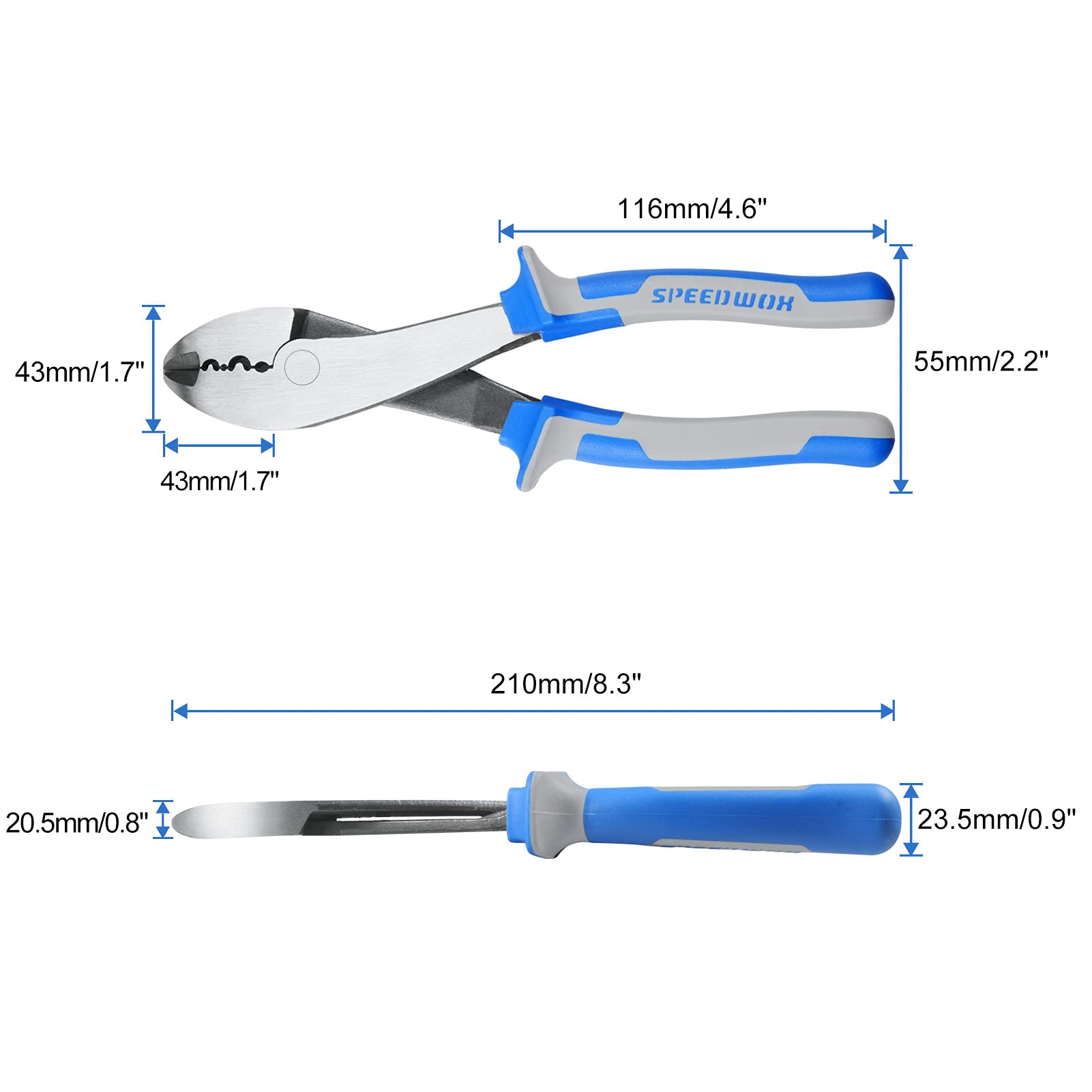 SPEEDWOX 8-Inch Electrical Pliers - Wire Crimper & Cutter Tool For Insulated & Non-Insulated Terminals