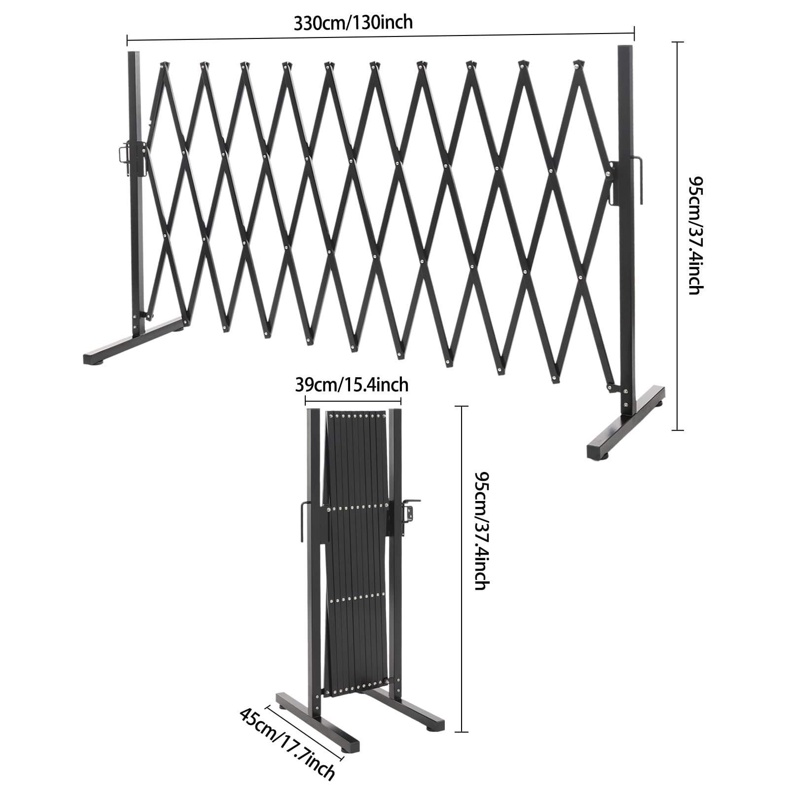 Expandable Metal Barricade,Portable Safety Barrier,Flexible Fence Mobile Safety Barrier Gate,Traffic Fence,Retractable Driveway Accordion Fence Gate Indoor and Outdoor (White, 130