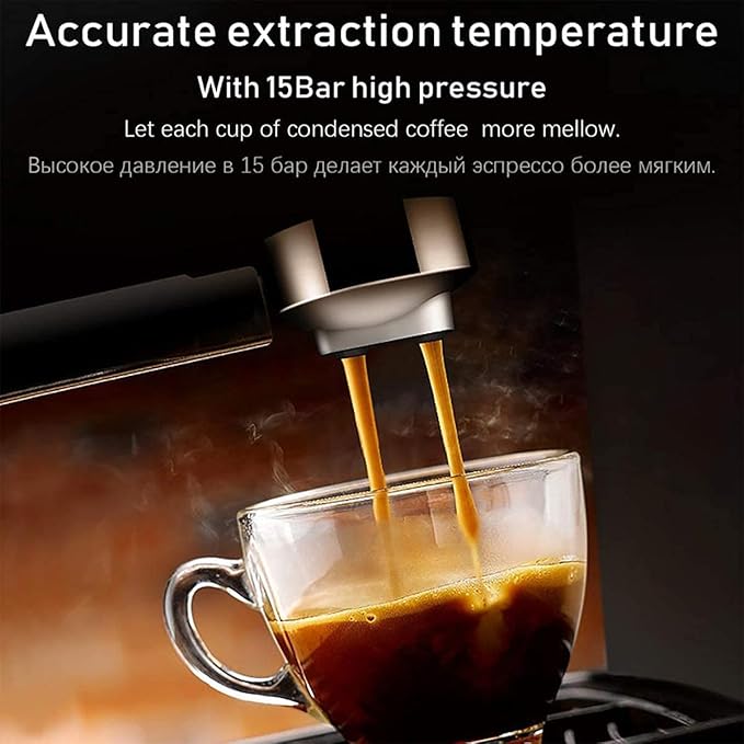 Cafetera Espresso con Bomba 20BAR y Espumador de Leche, Control Visual de Temperatura miniatura 6