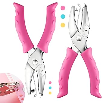 Single Hole Punch, 2 Pcs 1/4" and 1/8" Hole Puncher with Pink Soft Grip for Home, Office and Classroom, Handheld Circle Small Hole Paper Punch for Crafts, Scrapbooks, Tags, Tickets