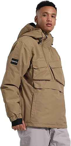 Miniatura 3 de GSOU SNOW Chaqueta de esquí para hombre, abrigo de nieve para snowboard, cálido, invierno, impermeable, con capucha