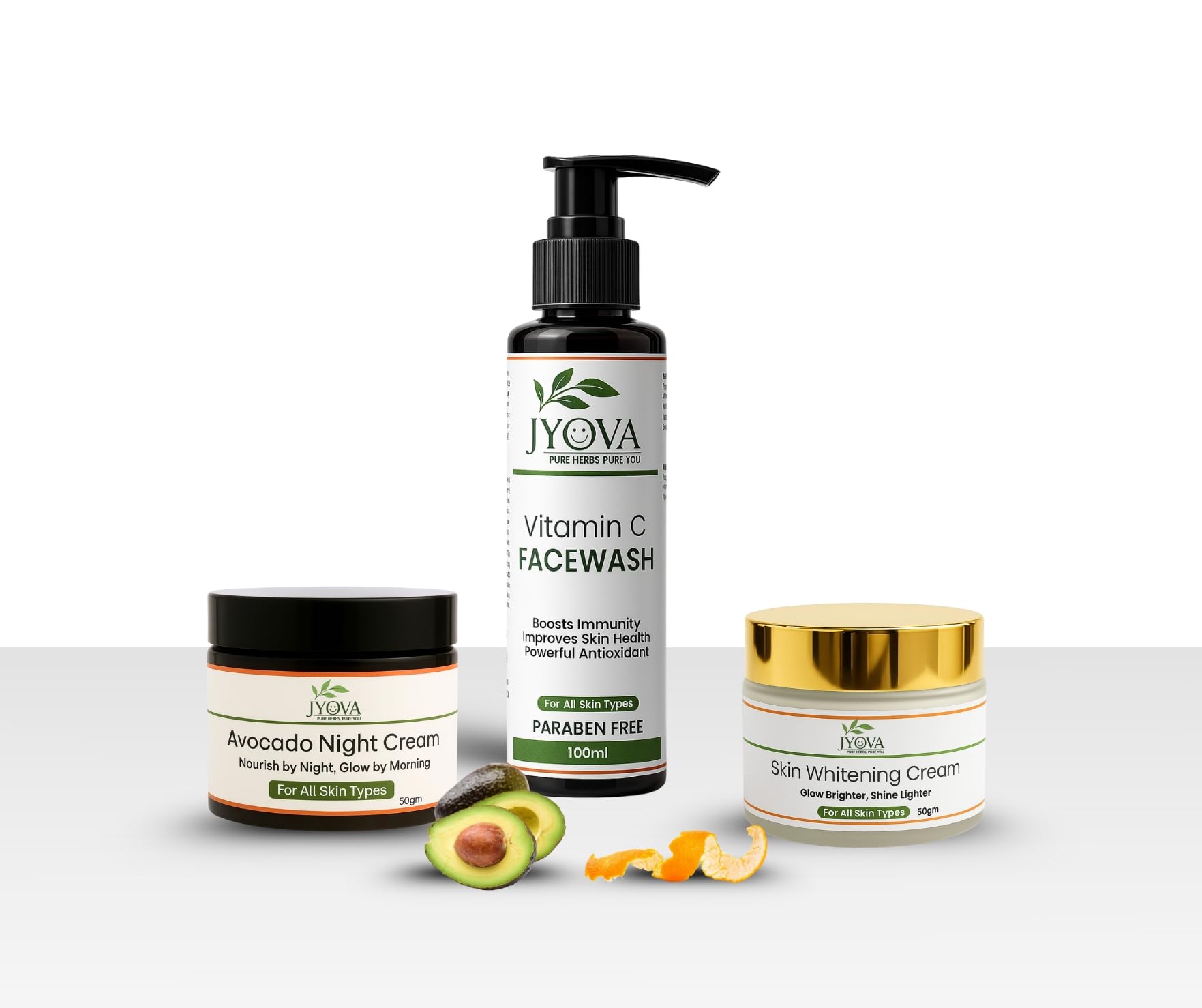 Skin Care Combo with Vitamin C Facewash 100ml, Skin Whitening Cream 50gm, and Avocado Night Cream 50gm, for All Skin Types, Paraben Free-image-35