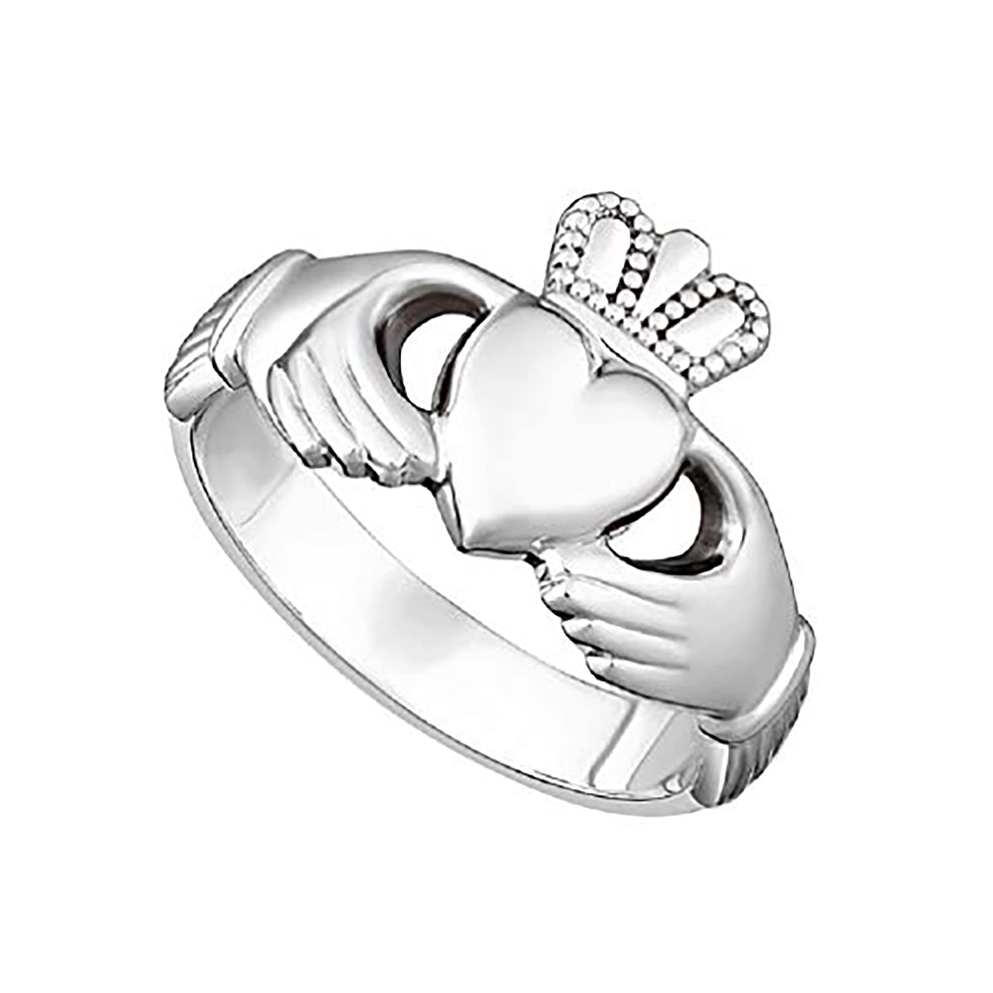 Solvar Mens Puffed Band Claddagh Ring