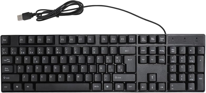 لوحة مفاتيح Luqeeg 104 Keys Minority Language، تصميم مريح، لوحة مفاتيح ألعاب سلكية USB مع اتصال مريح، مادة ABS للكمبيوتر المكتبي والكمبيوتر المحمول العالمي، 4.9 قدم