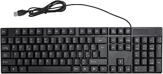 有線キーボード、K1800少数言語キーボード、104キーケーブル人間工学に基づいたデザイン、オフィス用USB有線ゲーミングキーボード (Spanish QWETZ Layout)