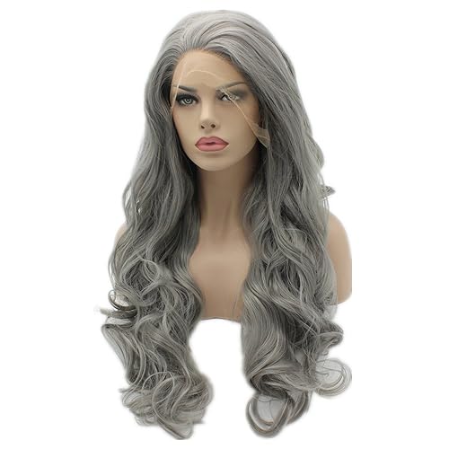 Miniatura 9 de Mxangel - Peluca de cabello sintético de dos tonos con encaje frontal y largo ondulado