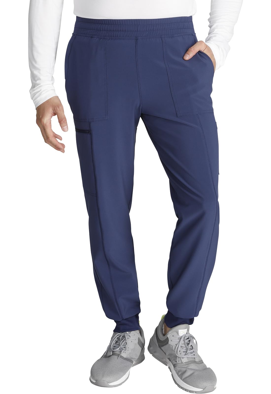 Cherokee Men's Mid Rise Pull-on Jogger Scrubs Pant, Navy, X-Large