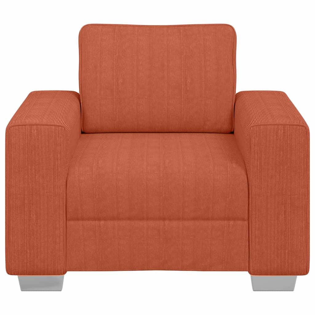 Fotel czerwono-pomarańczowy, 100 x 77 x 82 cm, materiał sztruksowy z wyściółką z pianki, rama ze sklejki, funkcja relaksu i wszechstronny, nadaje się do salonu, pokoju gościnnego, gabinetu