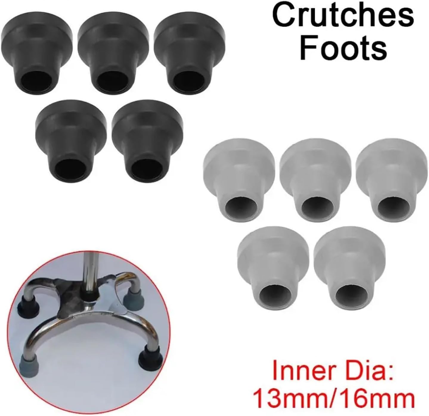 16Pcs Walking Cane Tips Hiking Stick Accessories Crutches Foots Elder Crutch Pads Feet Cane Tips Covers Replacement Rubber Trekking Pole Crutches(Grey-13mm)