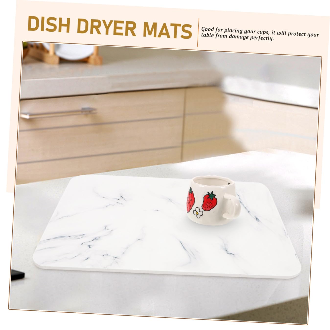 Garneck Tapis D'égouttage Antidérapant et Absorbant pour Vaisselle Blanc en Diatomite Protège la Table, Cuisine et Table à Dîner