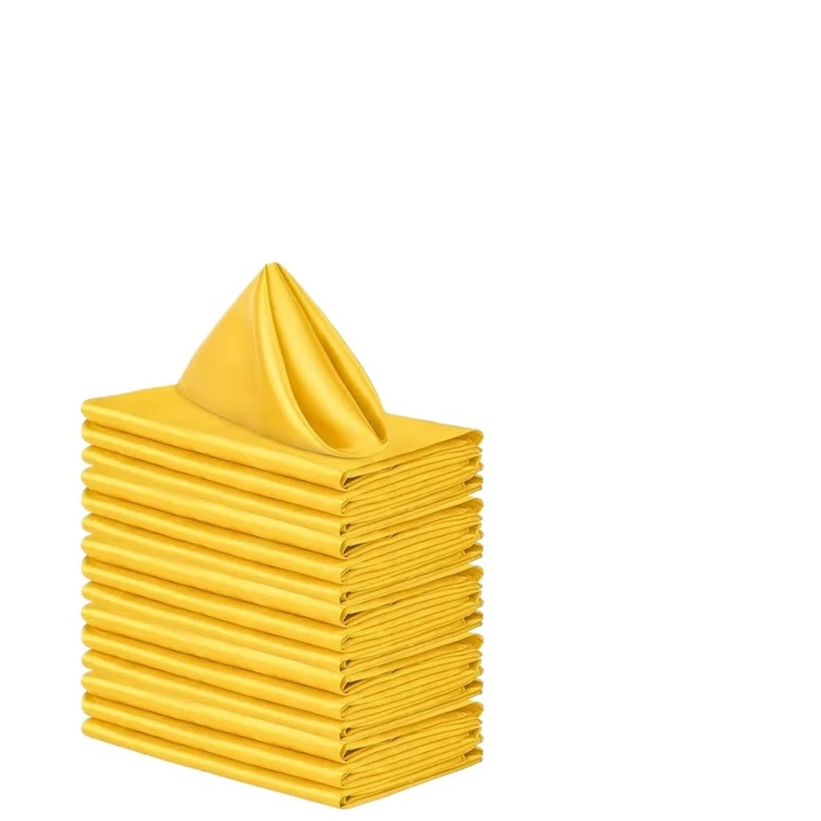 Table Napkins 12Pcs 30X30cm Satin Table Napkin Soft Handkerchief Romantic Wedding Banquet Square Napkins Dinner Decoration(Yellow)