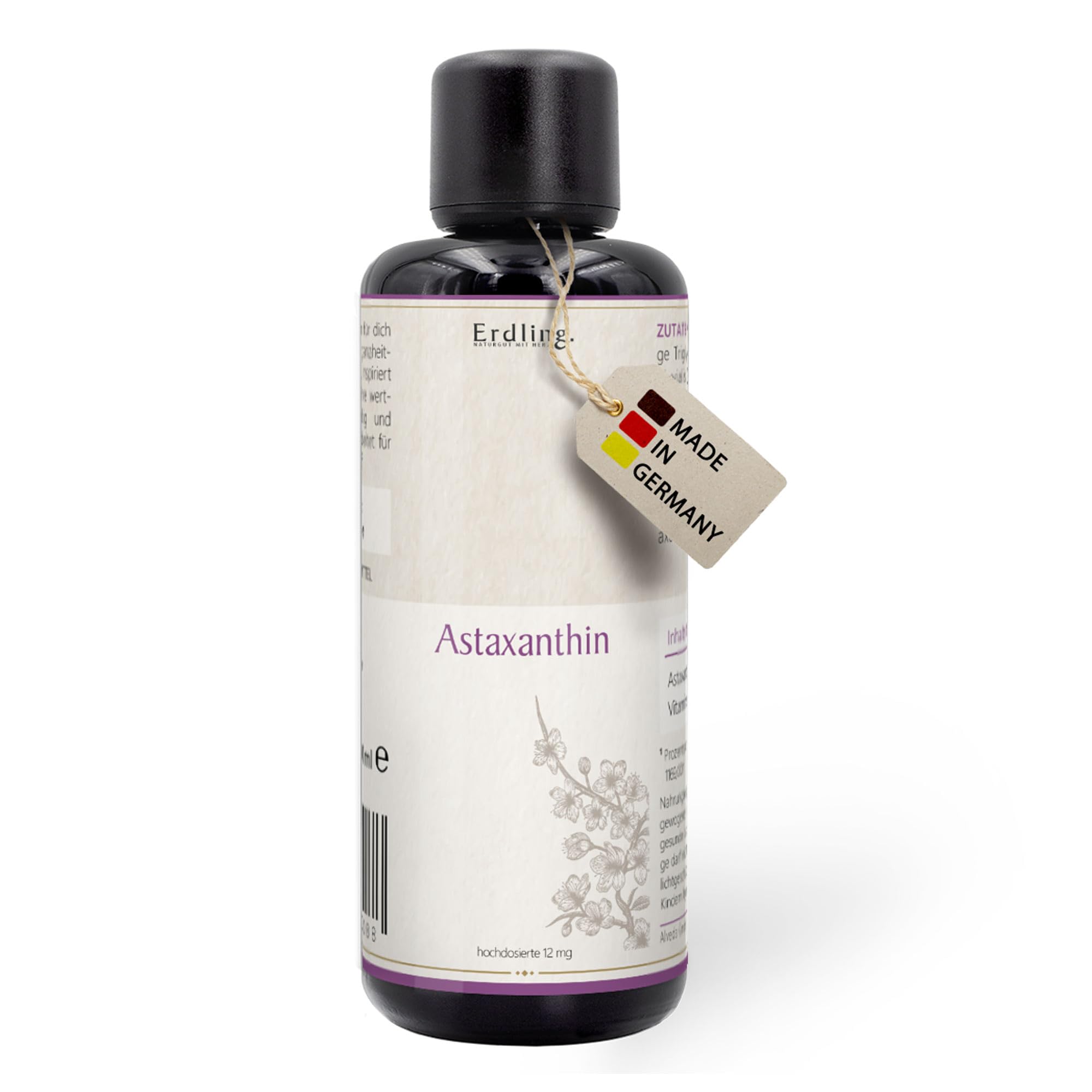 Waldkraft Astaxanthin Tropfen aus Island 100ml – natürliches Oleoresin aus der Alge Haematococcus pluvialis – hochdosierte Tropfen in MCT-Öl angereichert mit natürlichem Vitamin E